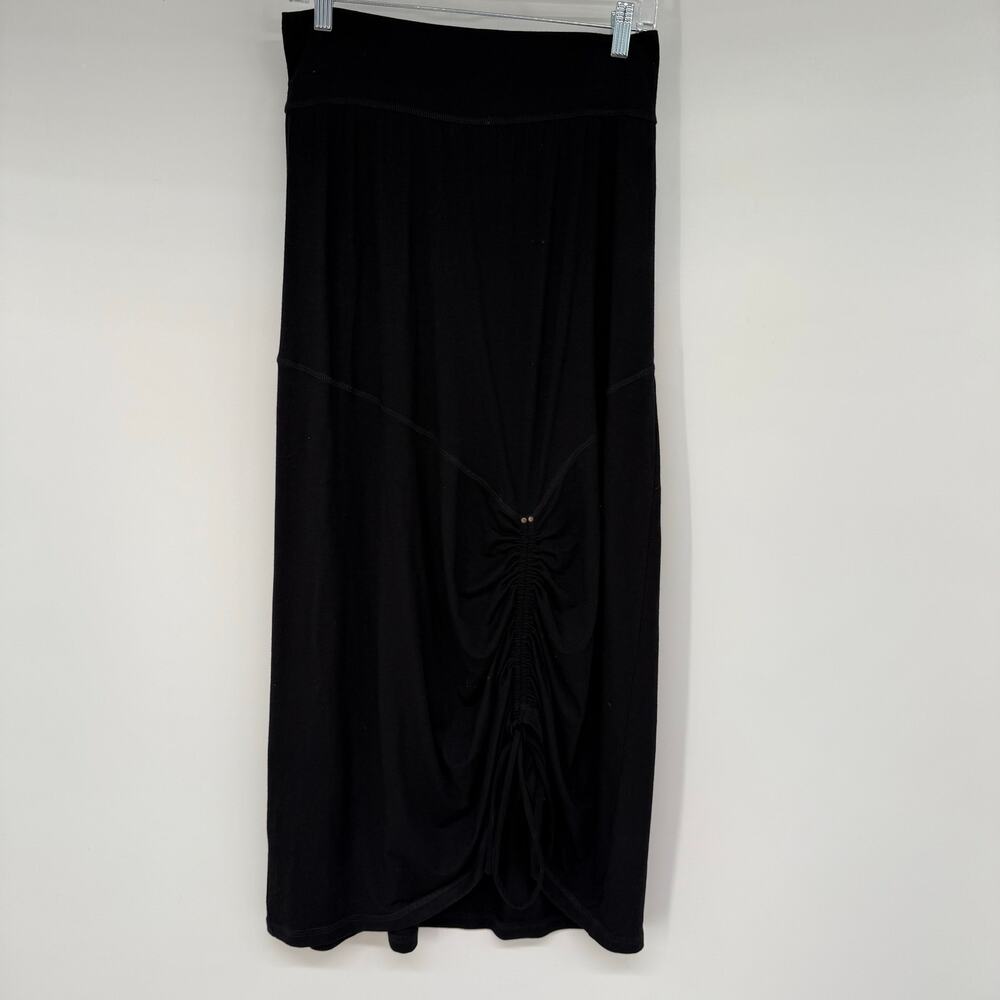 NWT Testimony Los Angeles Midi Ruched Skirt Women's Size M Black 90s Minimalist